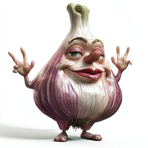 Dynamic Garlic Caricature Clipart for Visual Storytelling