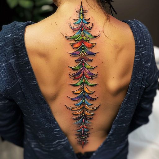 Colorful futuristic tattoo for women