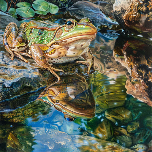 The frog and its crystal reflection