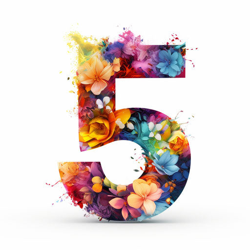 Number 5 clipart in the style of Oil painting