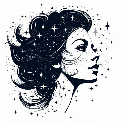 Stars and constellations in minimalist black and white