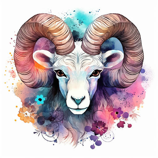 Zodiac sign of a ram, colorful and hand-drawn