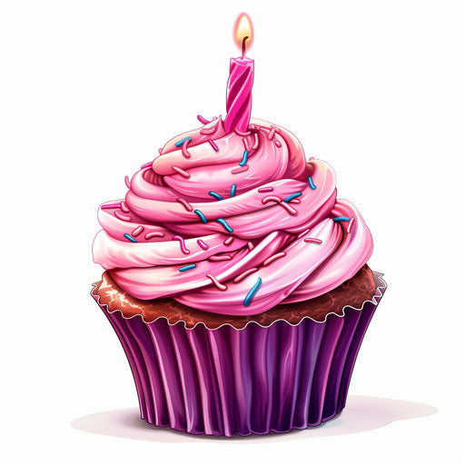 Realistic birthday cupcake illustration on white background