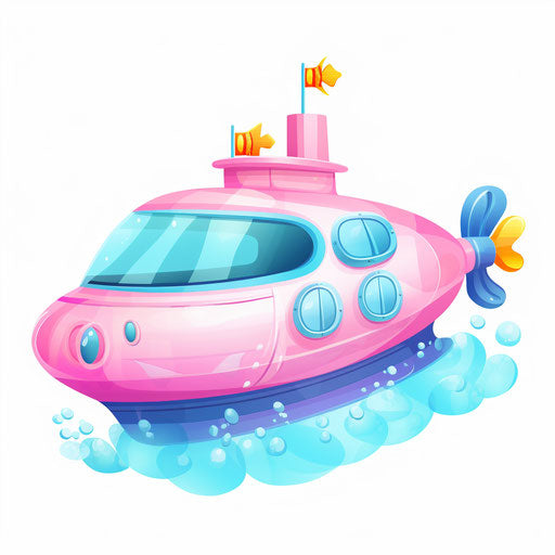 Submarine clipart in the style of Pastel Colors Art