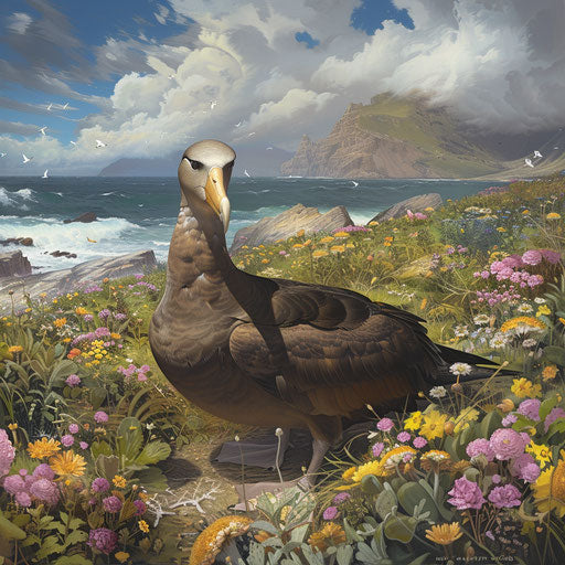 Black-footed albatross performing a courtship dance