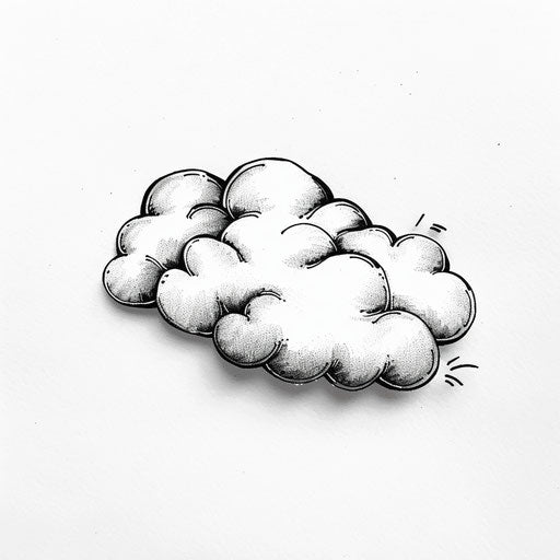 Minimalist cloud tattoo in black ink on white background