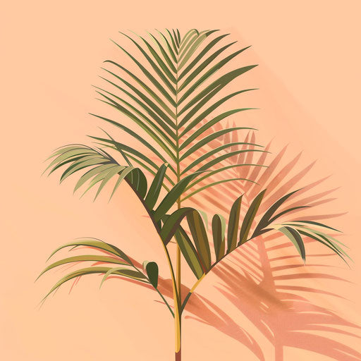 Realistic palm clipart on pastel peach background