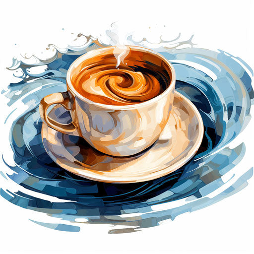Coffee mug clipart in the style of Oil painting, on a white background