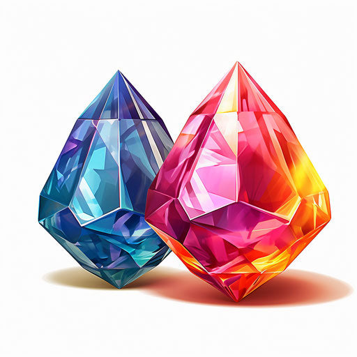 Gem in the style of Chiaroscuro Art, on a white background