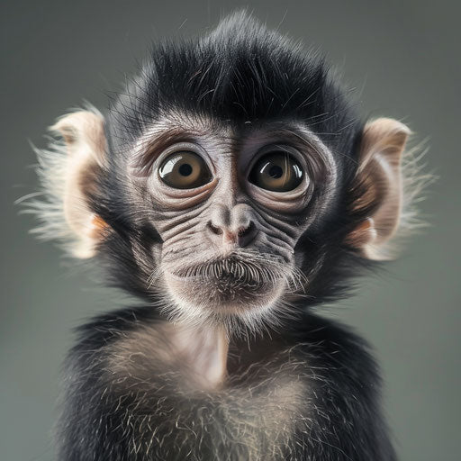Adorable monkey with a curious gaze, in the style of Vincent Munier