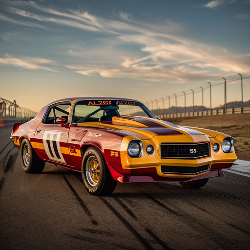 Vintage racing 1976 Malibu Classic, with number decals and stripes