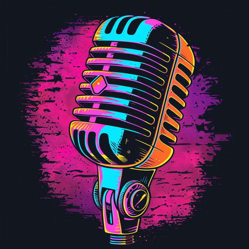 Pop art microphone in bright neon colors