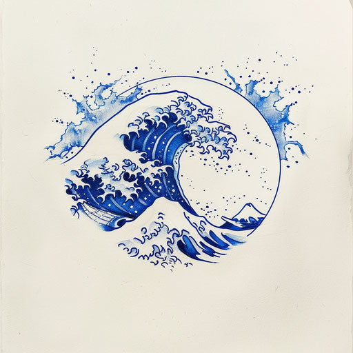 Minimalist blue and white wave, sleek and elegant