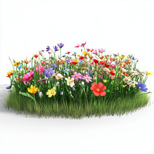 3D field with flat white background, isolated clipart