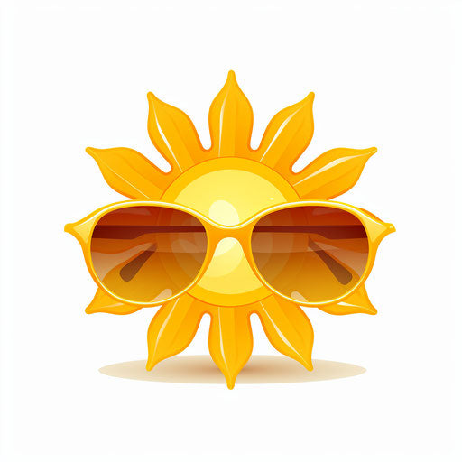 Sun with sunglasses minimalist style on white background