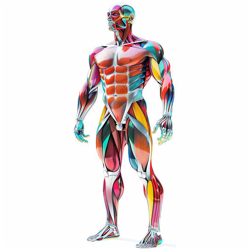 Realistic human body illustration on flat white background