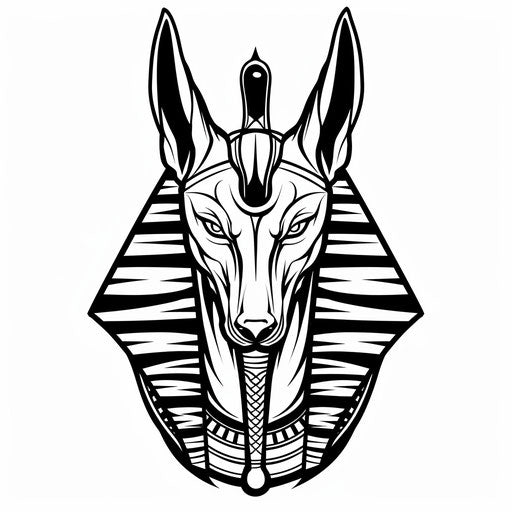 Anubis tattoo stencil in bold line art on plain white backdrop