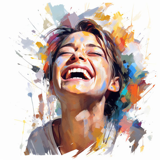 Happy clipart in the style of Oil painting on white background