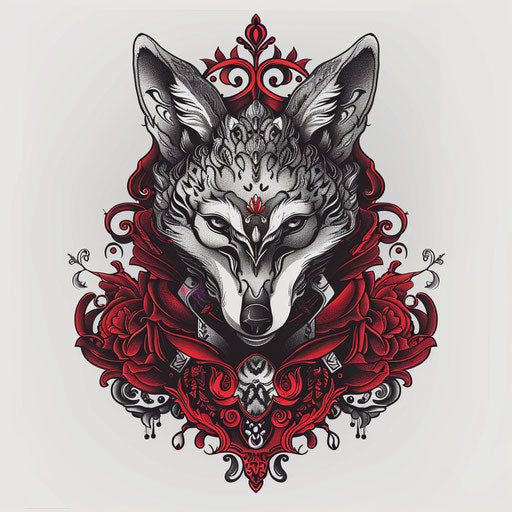 Russian doll transforming into a wolf, clipart style