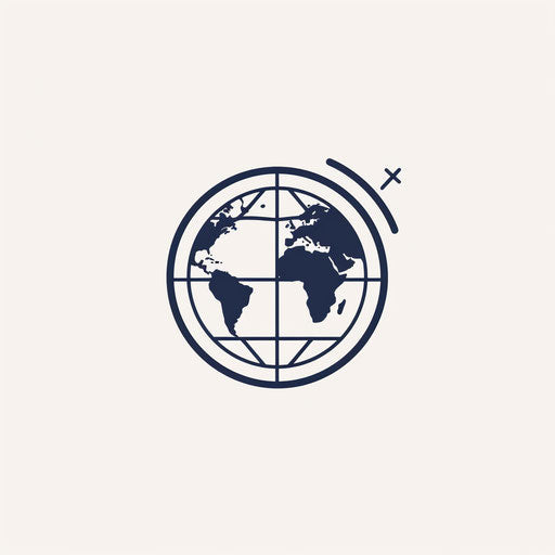 Minimalist Earth logo with continents and geographical lines