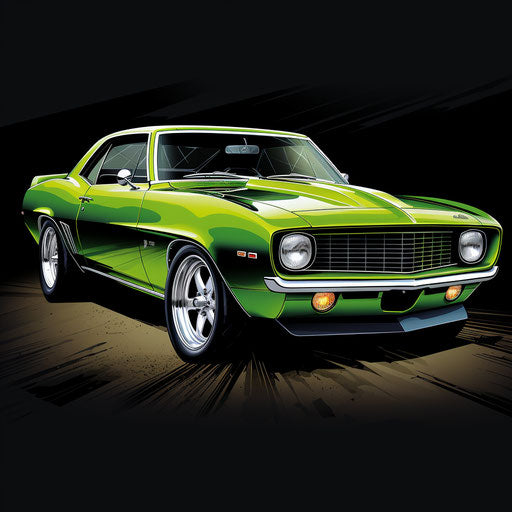 Bright green Chevrolet Camaro classic car