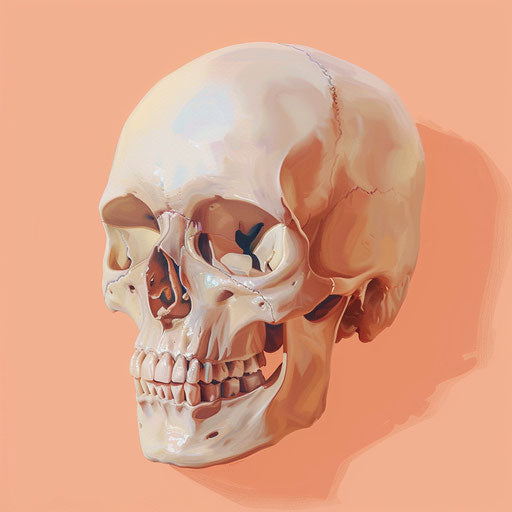 Stylized skull clipart on flat pastel peach background