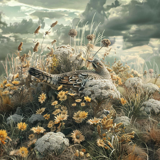 Sage grouse in a fantastical prairie