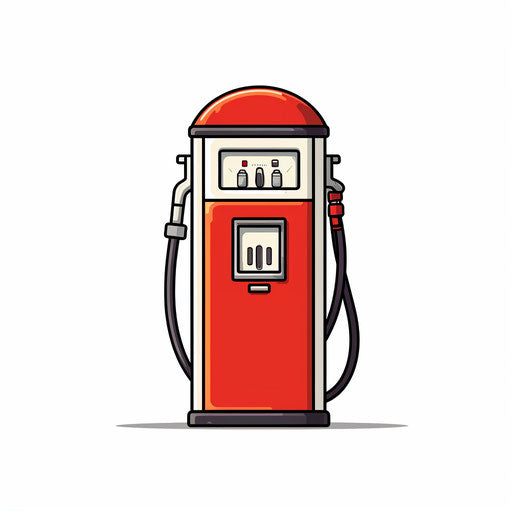 Minimalist gas station clipart on white background