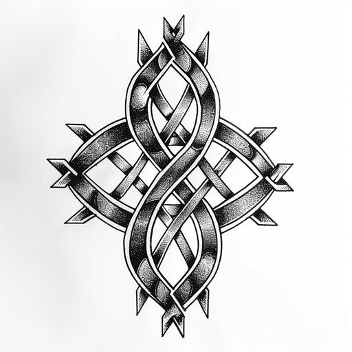 Art Deco Celtic Knot Tattoo on White Background