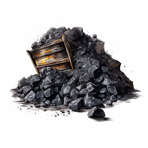 Coal clipart in the style of Oil painting, on a white background