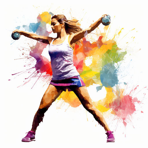 Fitness clipart in the style of oil painting on white background