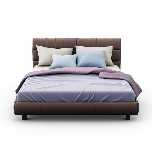 3D bed on flat white background, isolated clipart