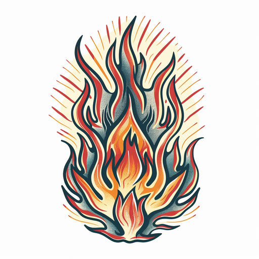 Retro fire tattoo