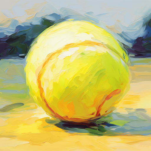 Tennis ball in Oil painting style on white background