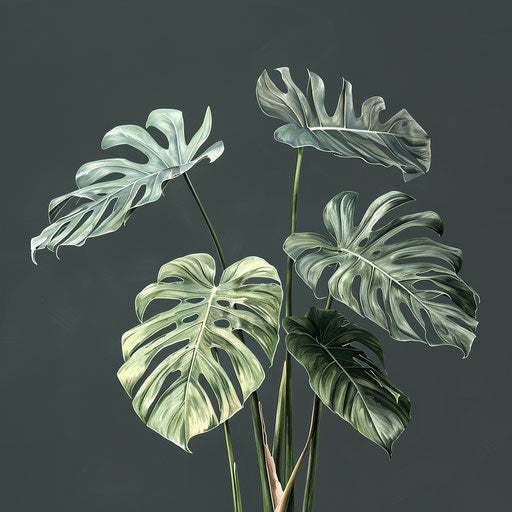 Slate grey background enhances realistic monstera clipart