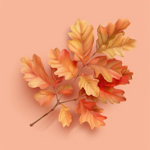 Realistic autumn leaves clipart on pastel peach background