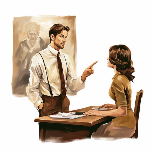 Parent teacher conference illustration in Oil painting style