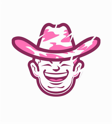 Cowboy emoji with lightning bolt hat in pink and white