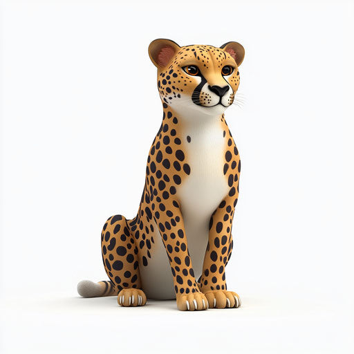 3D cheetah on flat white background