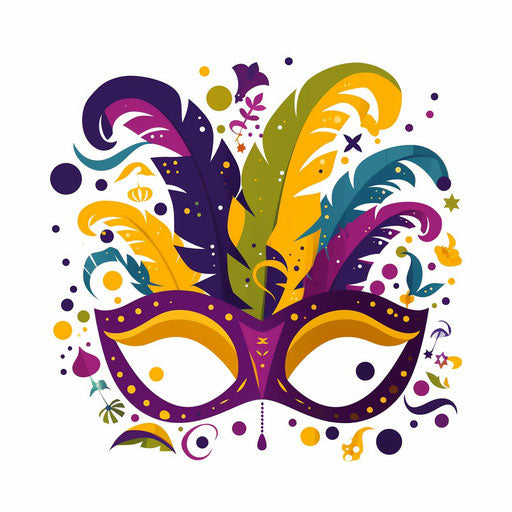 Minimalist Mardi Gras clipart on white background