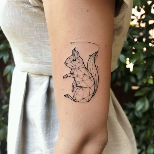 Minimalist squirrel silhouette with geometric design