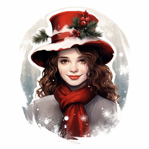 Xmas clip art in the style of Chiaroscuro Art on white background