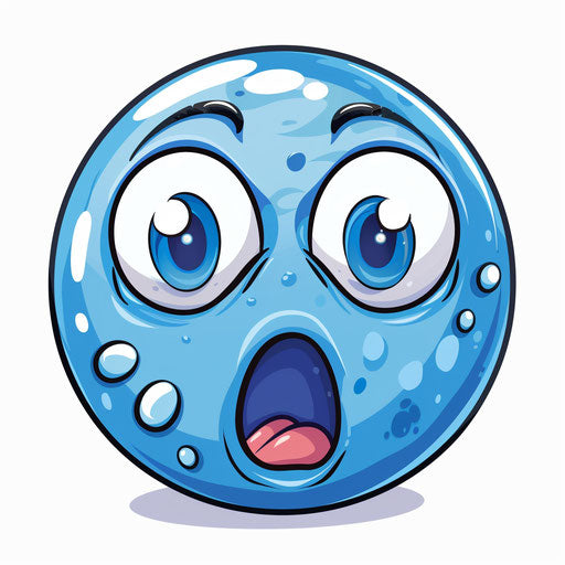 Surprised blue emoji with wide eyes and open mouth