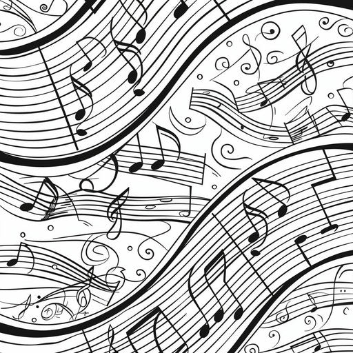 Detailed sheet music with flowing notes and staves