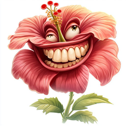 Humorous caricature of a hibiscus flower clipart image