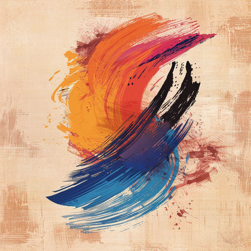 Artistic brushstroke logo with canvas background, creative colors