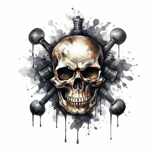 Skull and crossbones in the style of Oil painting