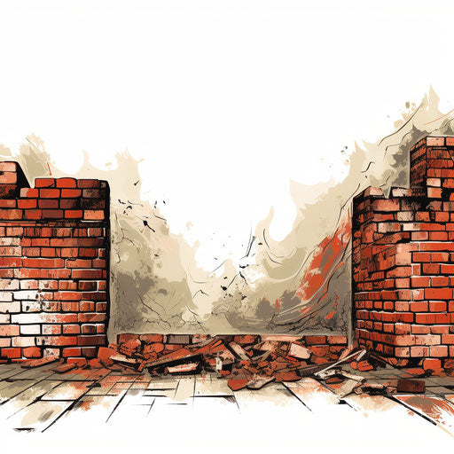 Brick wall clipart in the style of Chiaroscuro Art, on a white background