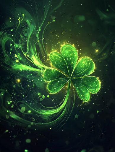 Glowing clover leaf on enchanting dark background