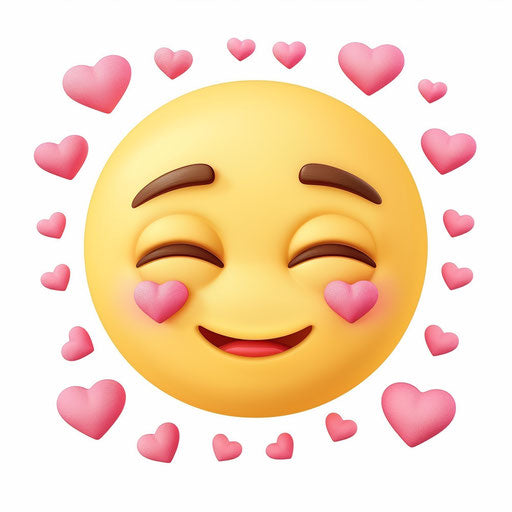 Emoji face with closed eyes and heart-shaped cheeks